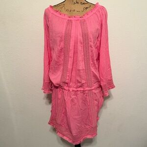 Hatley Cotton long sleeve medium pink swimsuit cover up size large